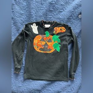 Vintage size large 14-16 Halloween jack o lantern shirt. Handcrafted by K&V.